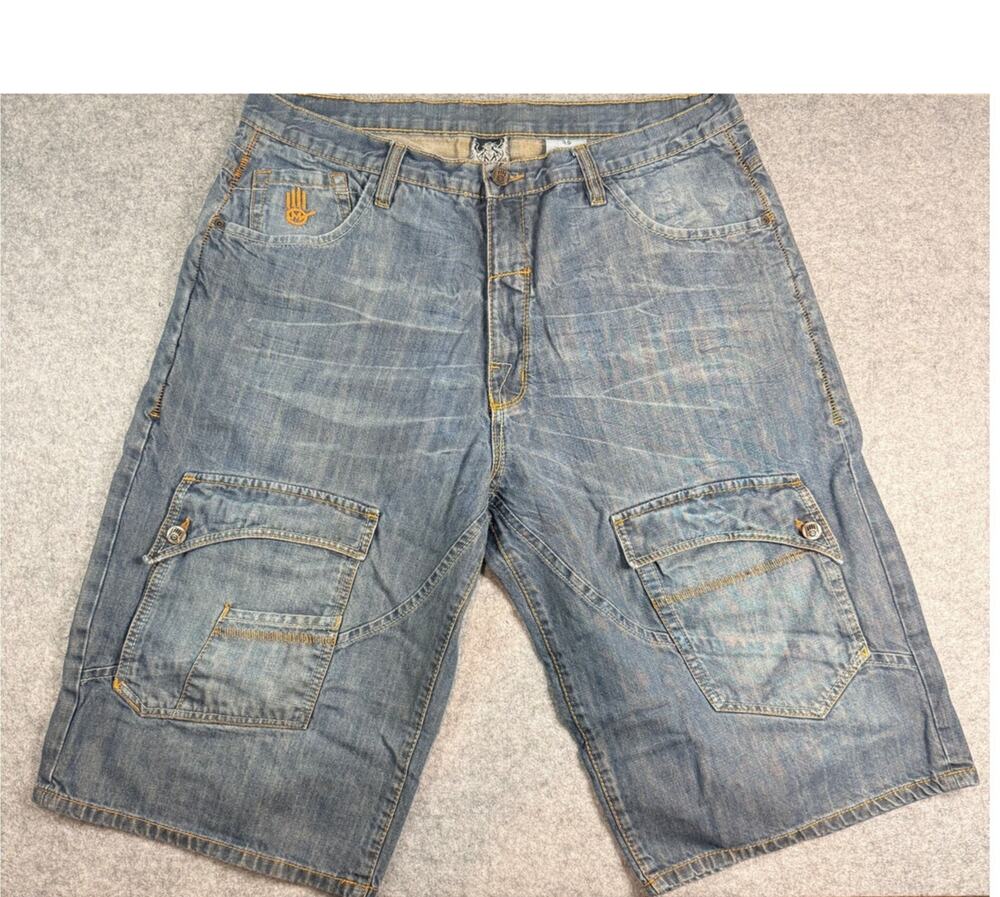 Y2K Miskeen Orginals Baggy Denim ShortsJorts Men's Size 38 100% Cotton
